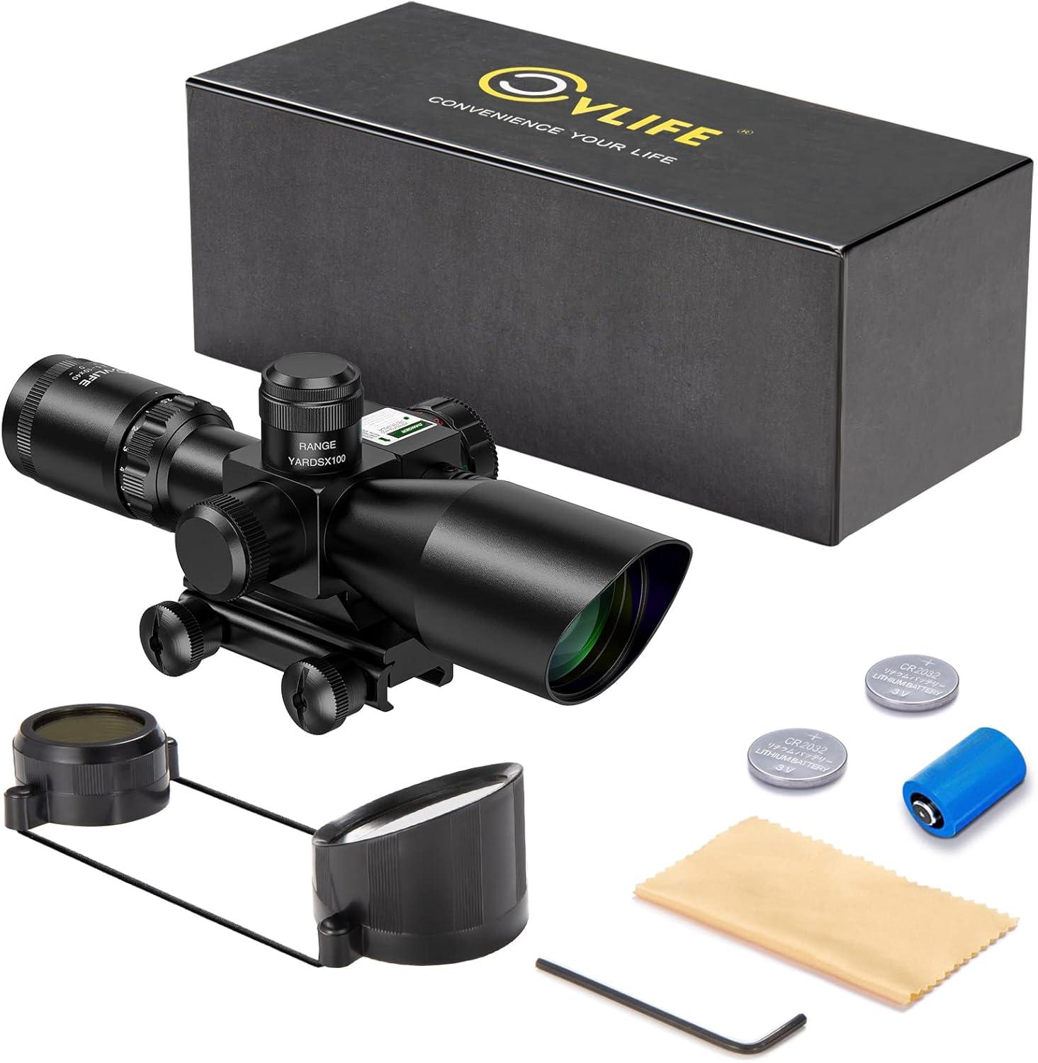 image:imageCVLIFE 2510x40e Red amp Green Illuminated Scope with 20mm MountGreen Laser