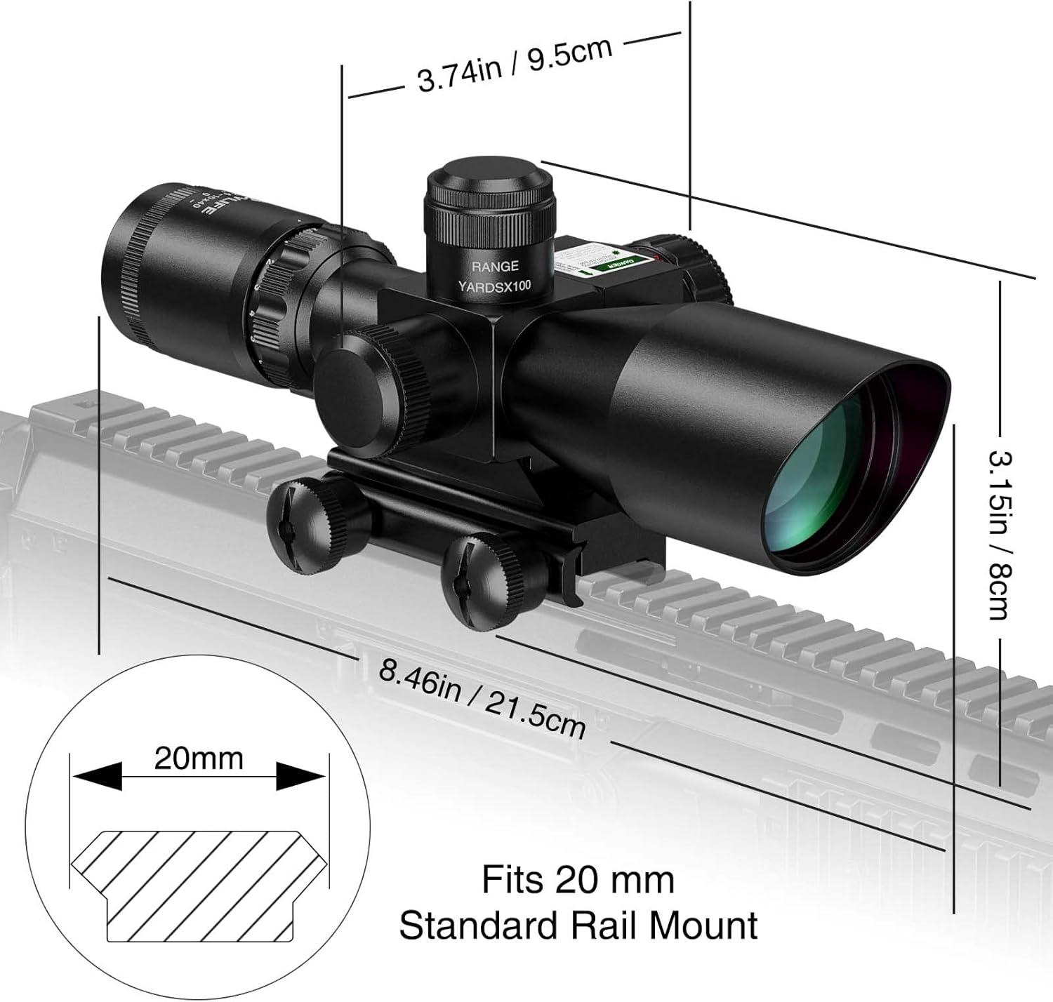 image:imageCVLIFE 2510x40e Red amp Green Illuminated Scope with 20mm MountGreen Laser