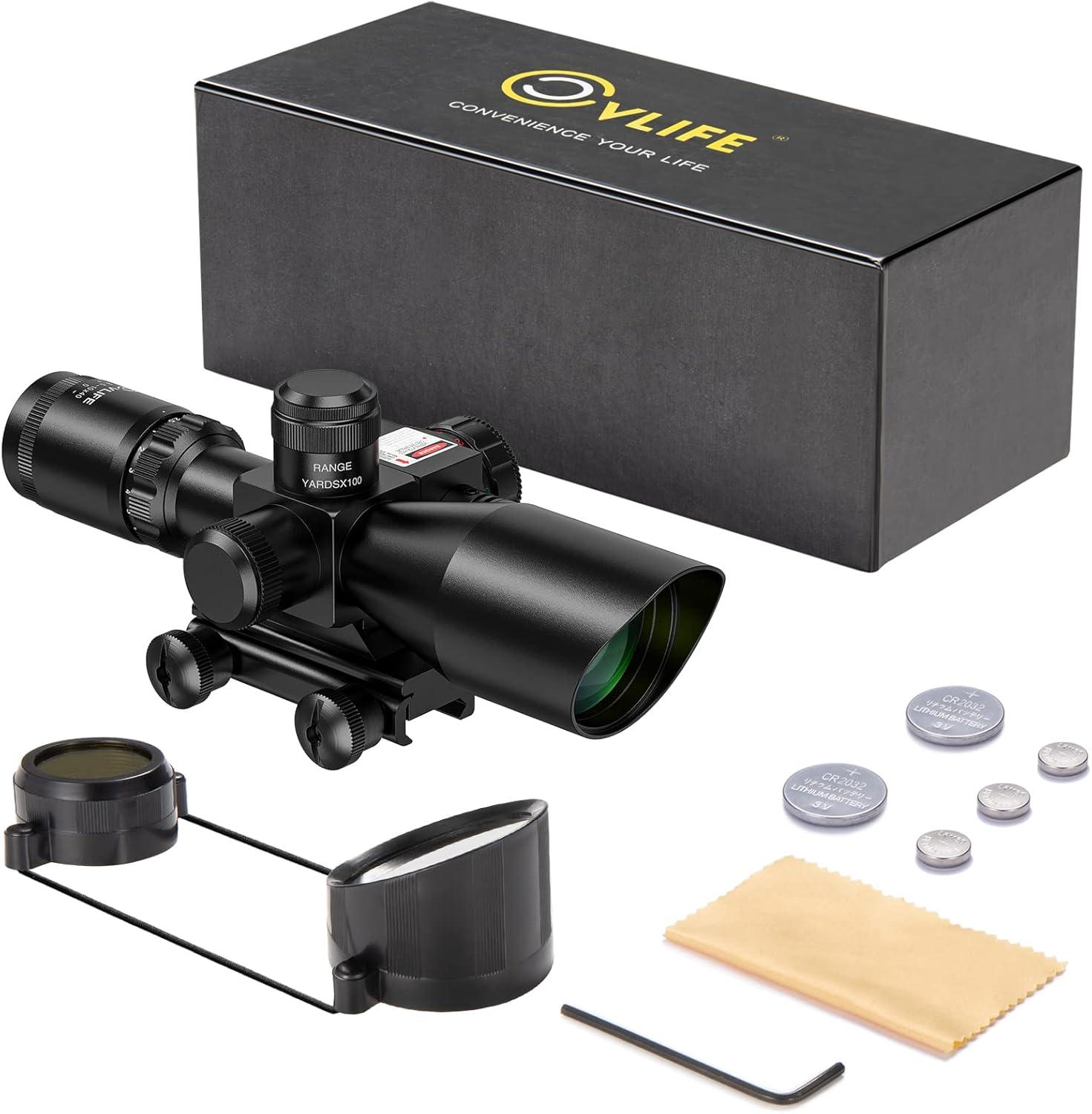 image:imageCVLIFE 2510x40e Red amp Green Illuminated Scope with 20mm MountRed Laser