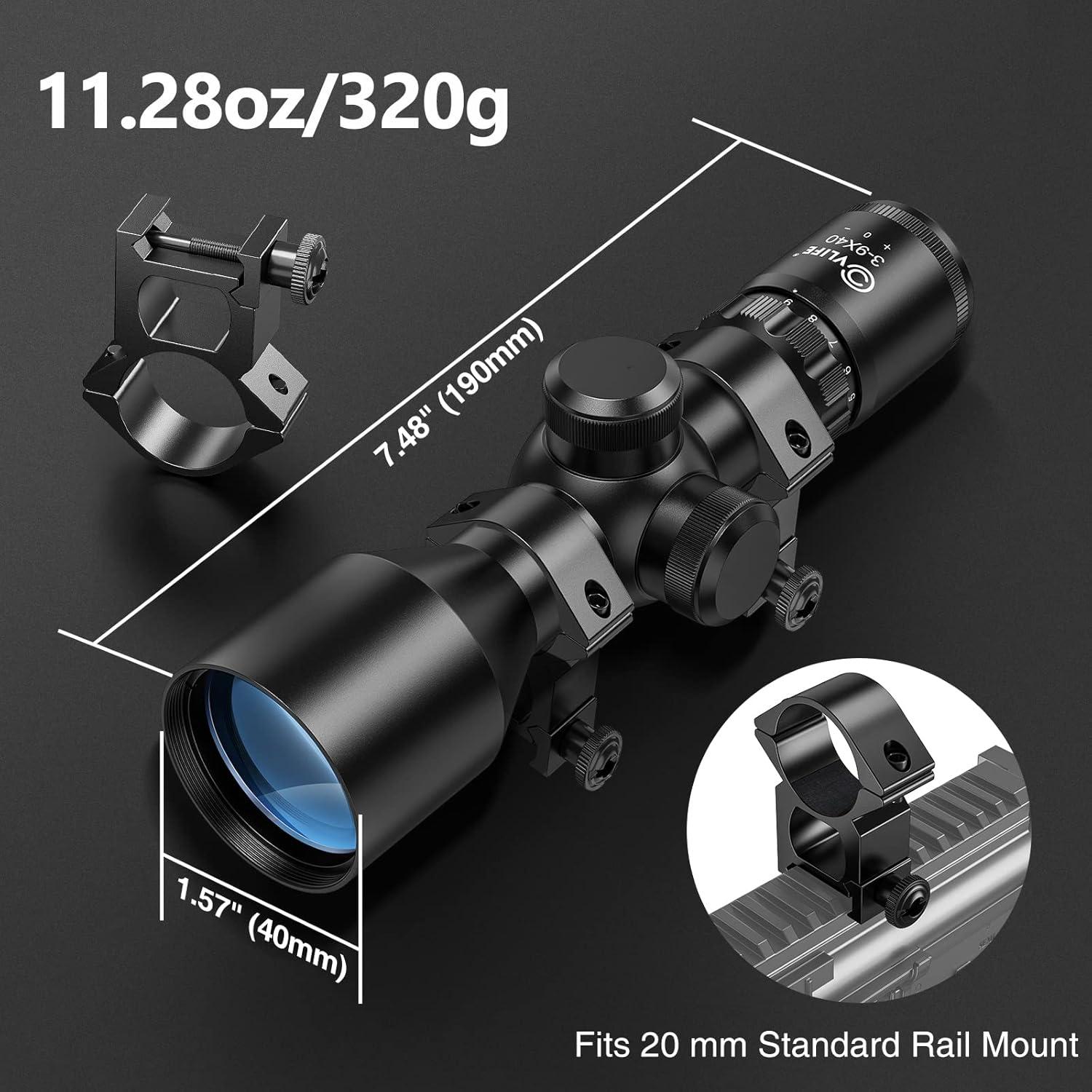 image:imageCVLIFE 39x40 Compact Rifle Scope Crosshair Reticle with Mounts for Quick Aiming20mm Picatinny