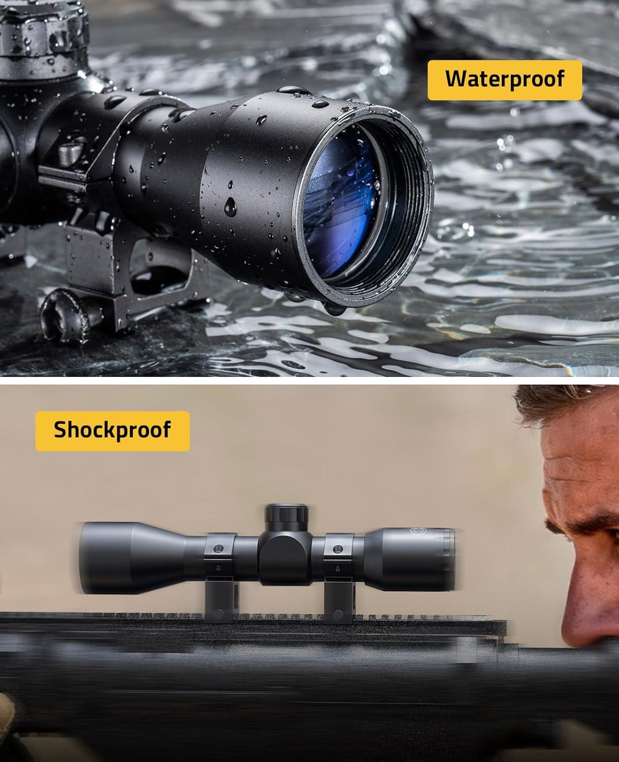 image:imageCVLIFE 4x32 Compact Rifle Scope 1 inch Tube Scope Optics Hunting Scope with Mounts20mm