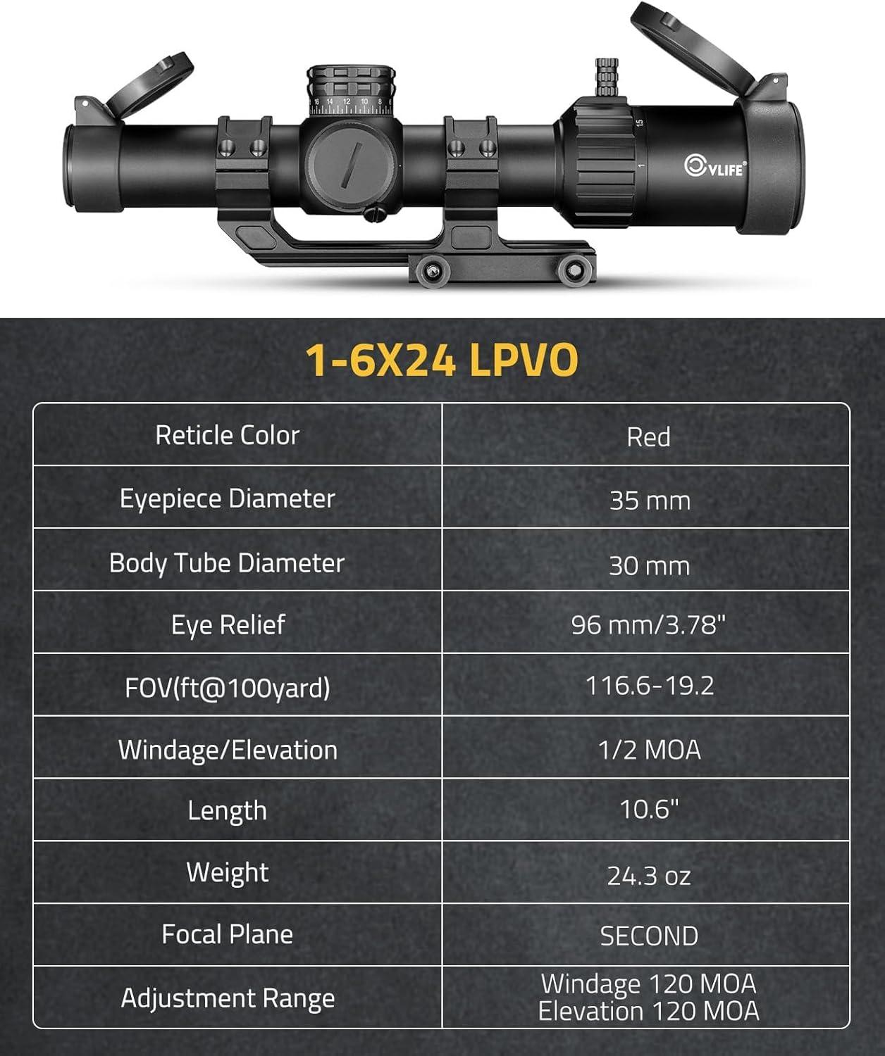 image:imageCVLIFE EagleTalon LPVO Rifle Scope with 30mm Cantilever Mount Illuminated BDC Reticle for 223556 and 30876216x24