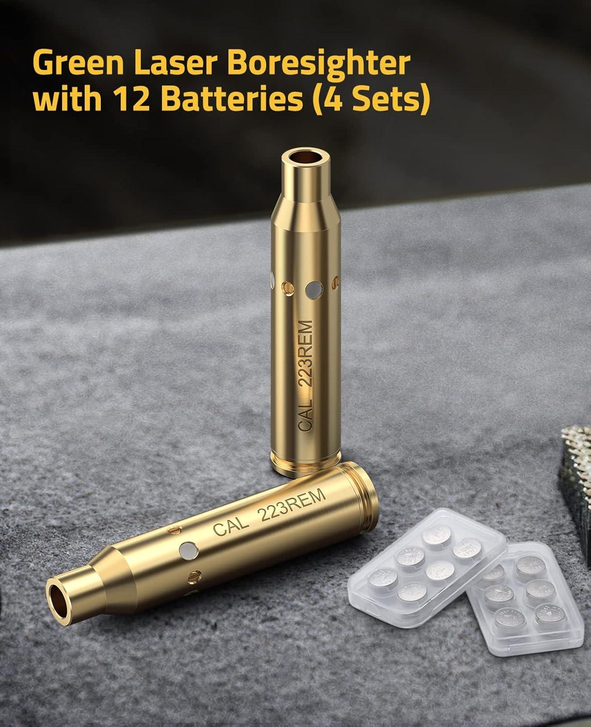 image:imageCVLIFE Green Laser Bore Sight for 223556 mm Cal 30300 Yards Sighting Range Upgraded 4 Sets of Batteries Laser Accuracy Outdoor Green Laser Zeroing Boresighter