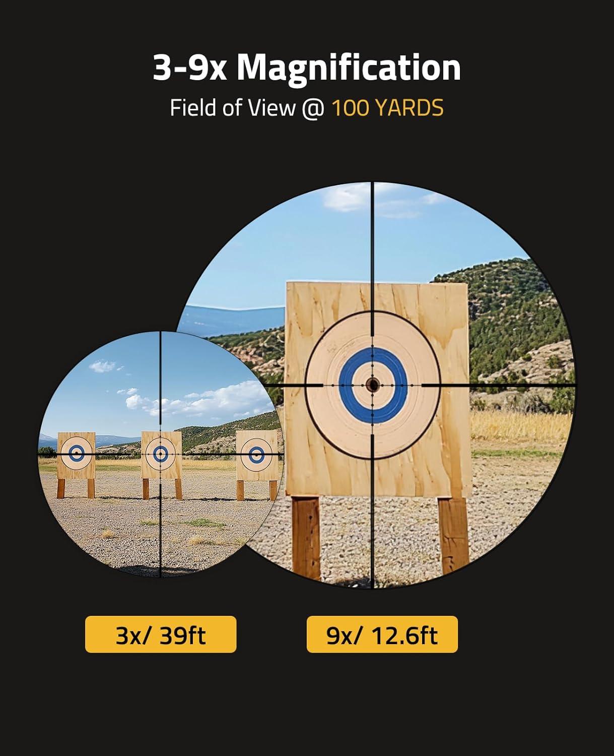 image:imageCVLIFE JackalHowl F02 AO Rifle Scope Red and Green Illuminated Reticle SFP Rifle Scope for Hunting with Parallax Adjustment 20mm Scope Rings Second Focal Plane39x40 AO