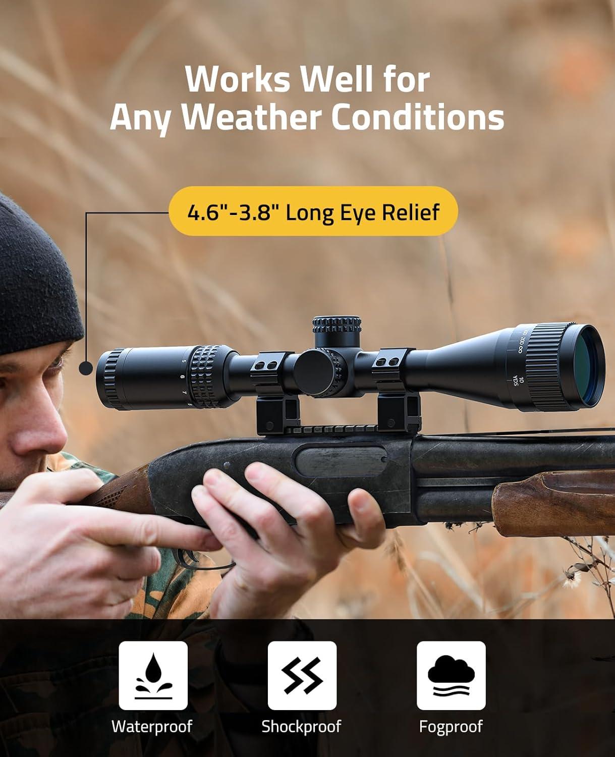 image:imageCVLIFE JackalHowl F02 AO Rifle Scope SFP Hunting Rifle Scope with Parallax Adjustment and 20mm Scope Rings Second Focal Plane39x40 AO