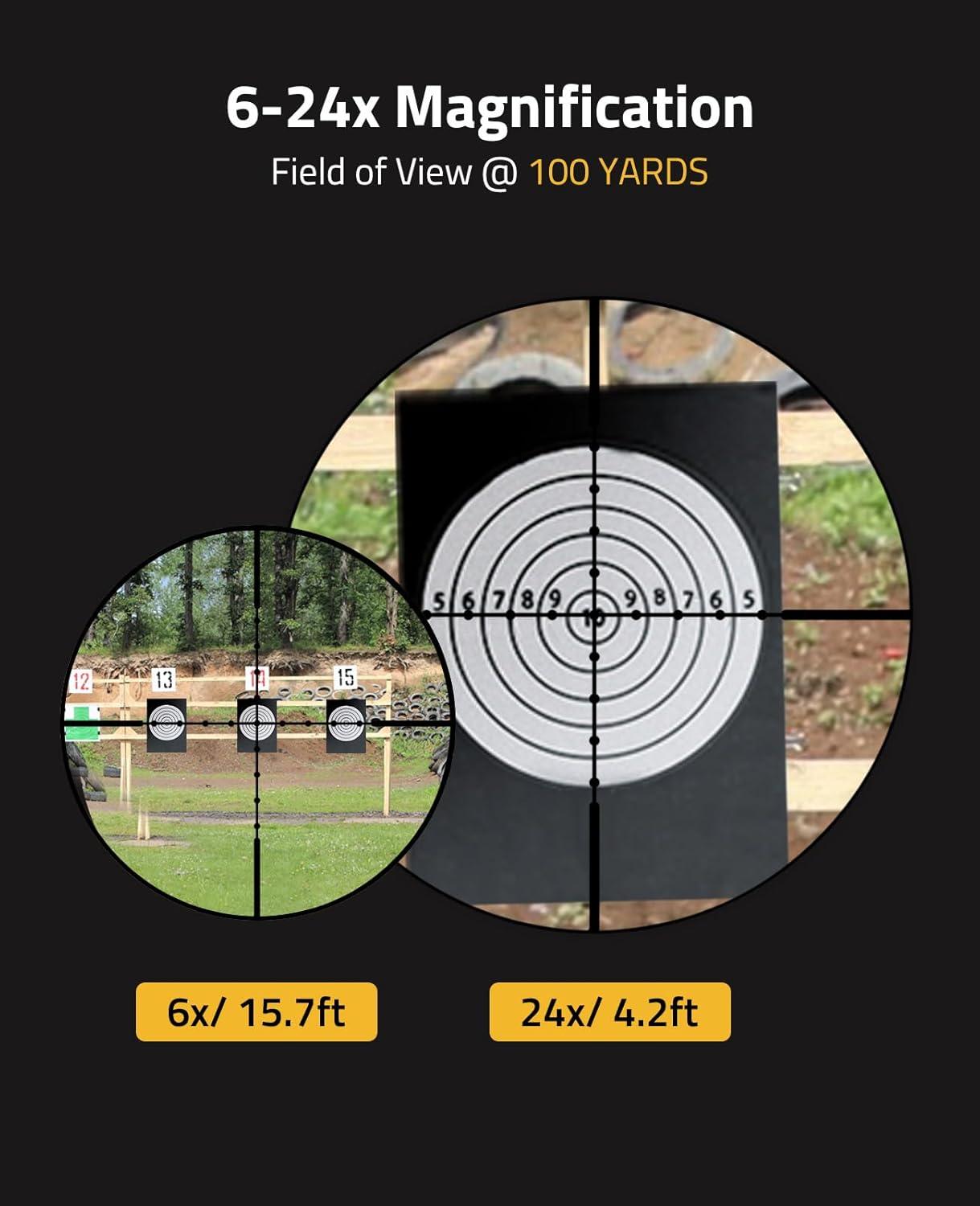 image:imageCVLIFE JackalHowl F02 AO Rifle Scope SFP Hunting Rifle Scope with Parallax Adjustment and 20mm Scope Rings Second Focal Plane624x50 AO