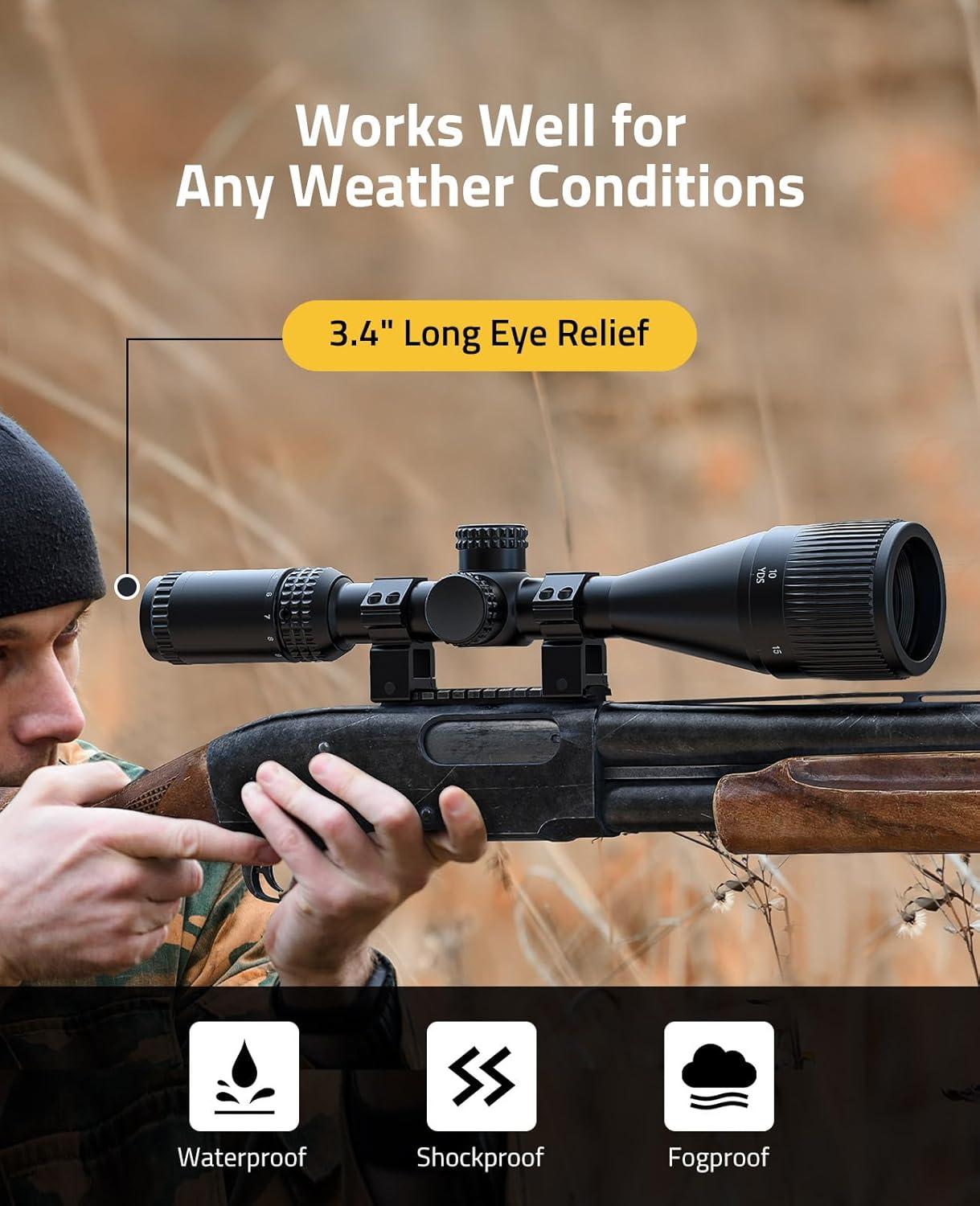 image:imageCVLIFE JackalHowl F02 AO Rifle Scope SFP Hunting Rifle Scope with Parallax Adjustment and 20mm Scope Rings Second Focal Plane624x50 AO
