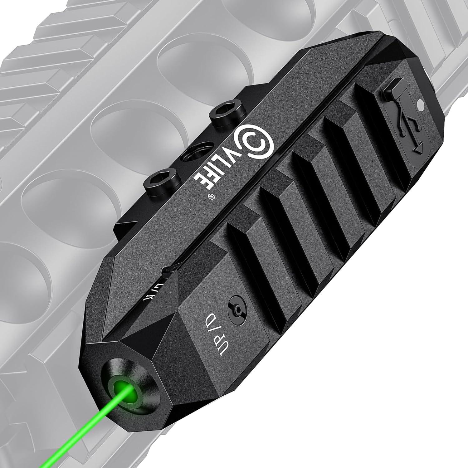 image:imageCVLIFE Laser Sight for Rifle Low Profile Rechargeable Picatinny Rifle Laser Sight with Strobe ModeGreen Laser