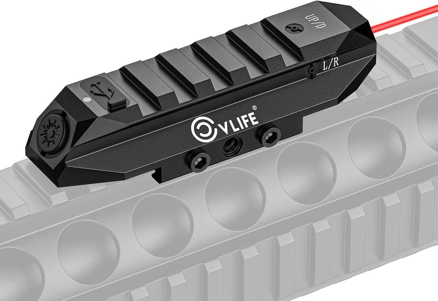 image:imageCVLIFE Laser Sight for Rifle Low Profile Rechargeable Picatinny Rifle Laser Sight with Strobe ModeRed Laser