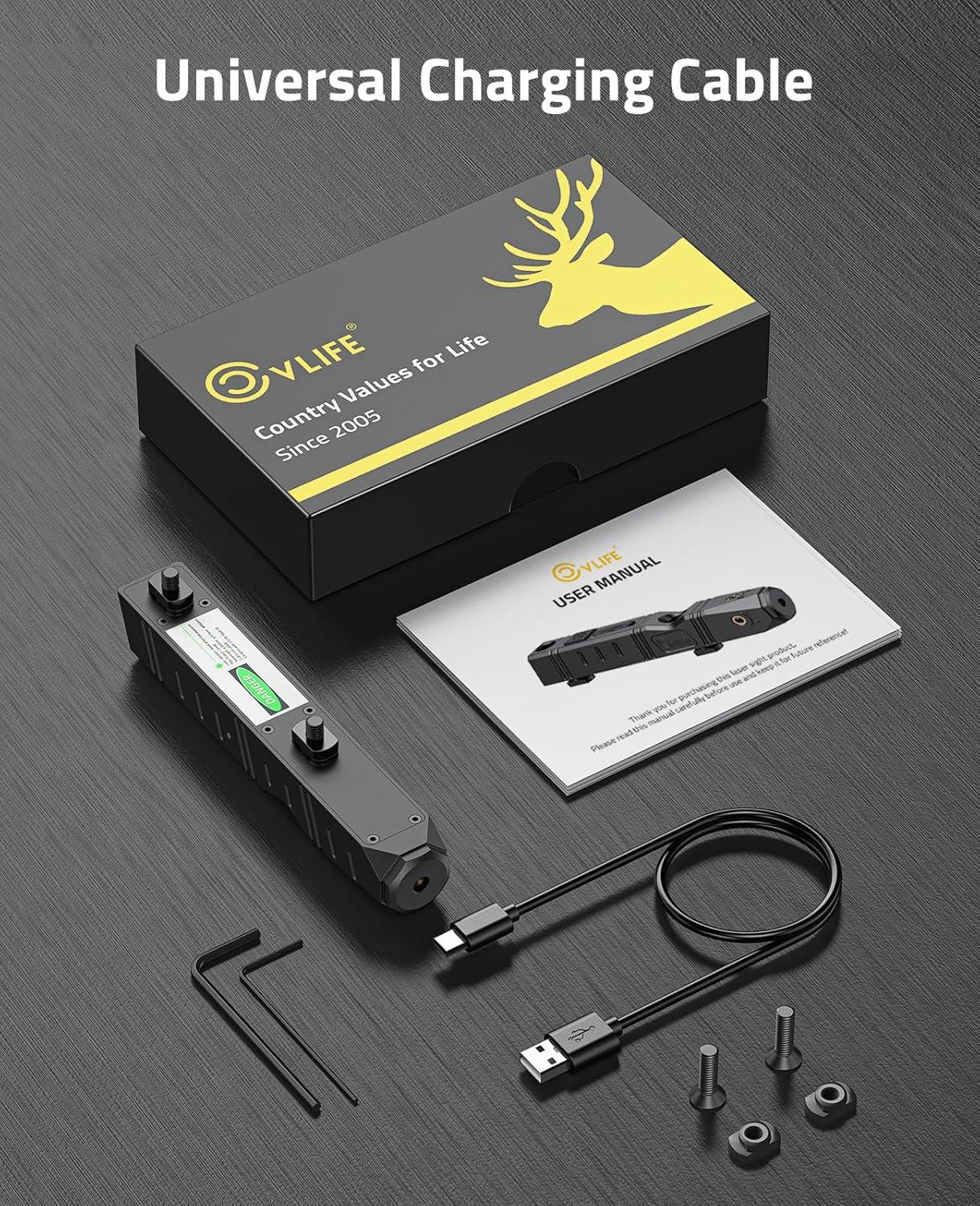 image:imageCVLIFE Laser Sight for Rifle RedIRGreen Laser Sight Compatible with MLok Rail Surface Ultra LowProfile Laser for Guns Rechargeable MLok Rifle Laser with Strobe FunctionGreen Laser