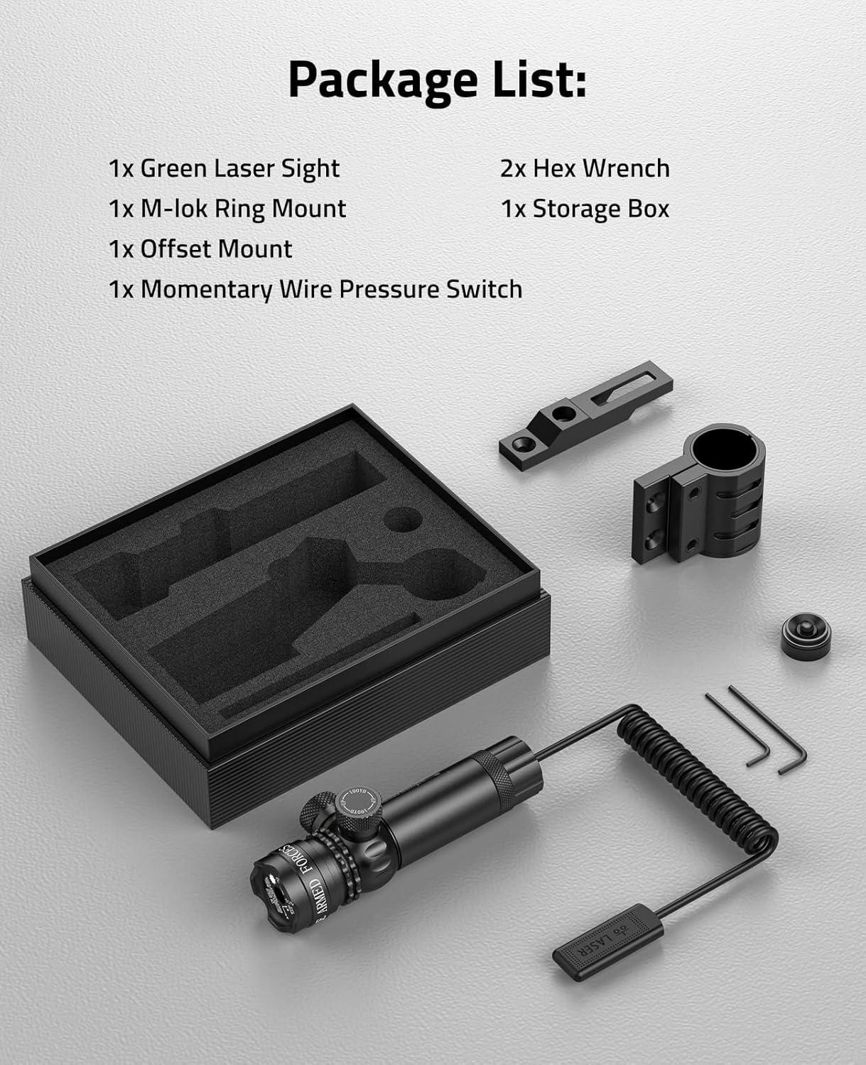 image:imageCVLIFE Laser Sight for Rifle with PicatinnyMlok Rail Mount Green Laser for Guns LowProfile Laser Sight with Pressure SwitchMlok Mounted