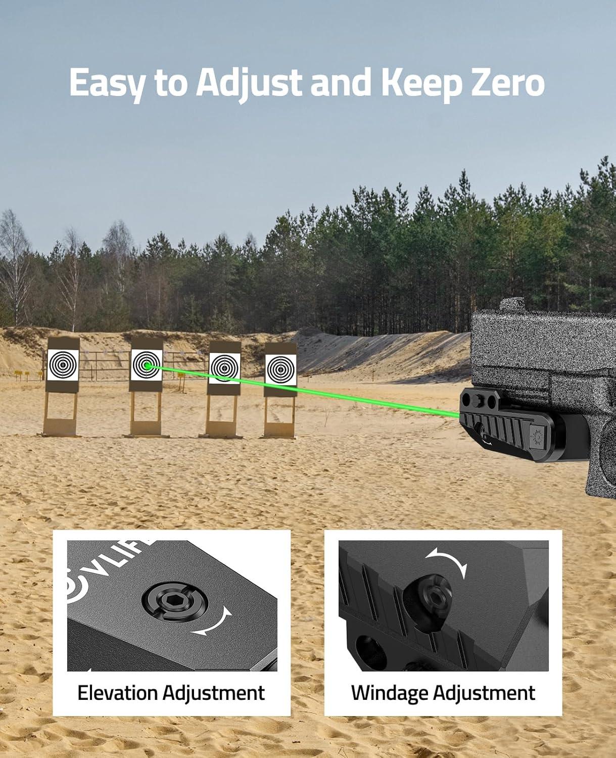 image:imageCVLIFE Picatinny RedGreen Laser Sight Magnetic Charging Rechargeable Pistol Laser for 21MM Picatinny Rail Mount Low Profile Hunting Laser Sight with Ambidextrous SwitchesGreen