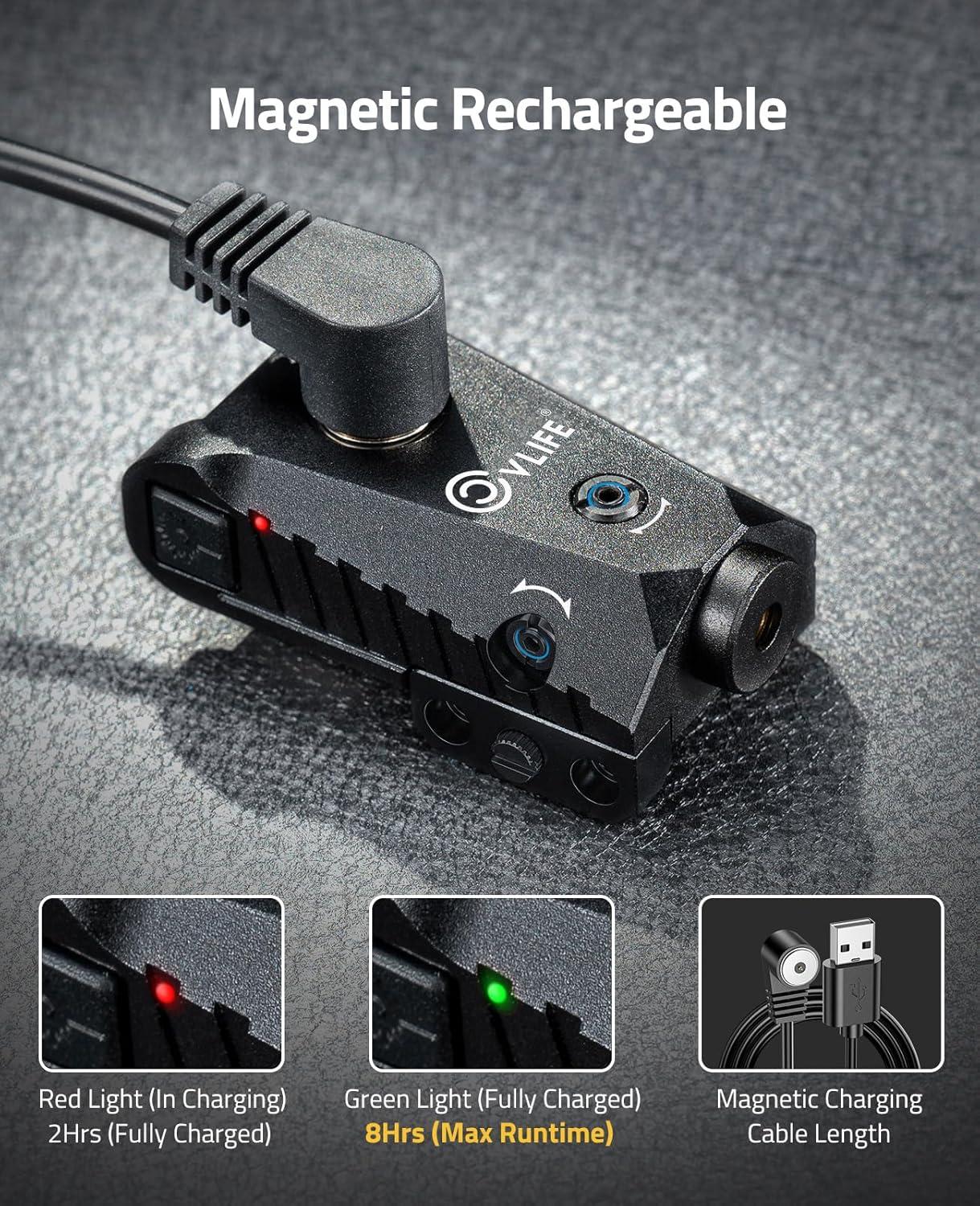 image:imageCVLIFE Picatinny RedGreen Laser Sight Magnetic Charging Rechargeable Pistol Laser for 21MM Picatinny Rail Mount Low Profile Hunting Laser Sight with Ambidextrous SwitchesRed