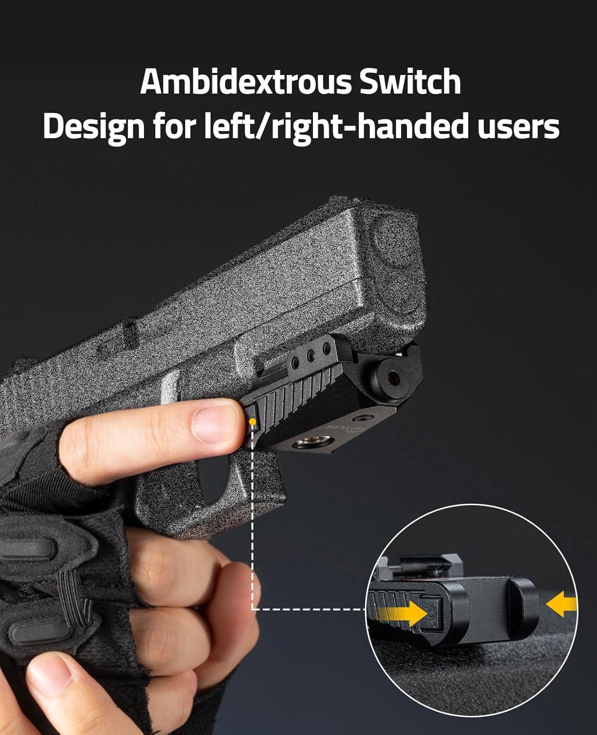 image:imageCVLIFE Picatinny RedGreen Laser Sight Magnetic Charging Rechargeable Pistol Laser for 21MM Picatinny Rail Mount Low Profile Hunting Laser Sight with Ambidextrous SwitchesGreen