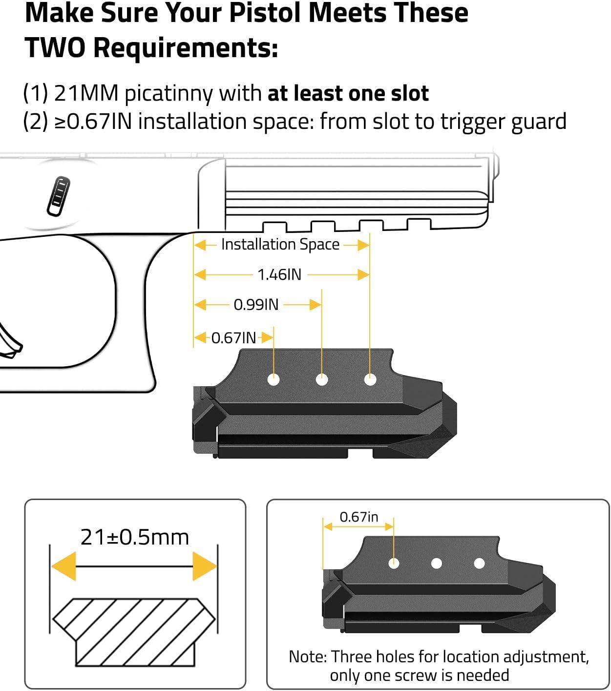 image:imageCVLIFE Rechargeable RedGreen Laser Sight for Pistol Upgraded LowProfile Pistol Laser Sight with Magnetic Charging PortRed Laser