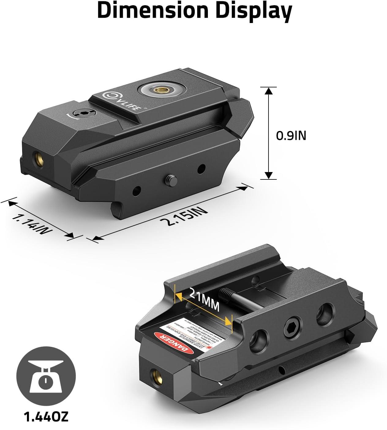 image:imageCVLIFE Rechargeable RedGreen Laser Sight for Pistol Upgraded LowProfile Pistol Laser Sight with Magnetic Charging PortRed Laser