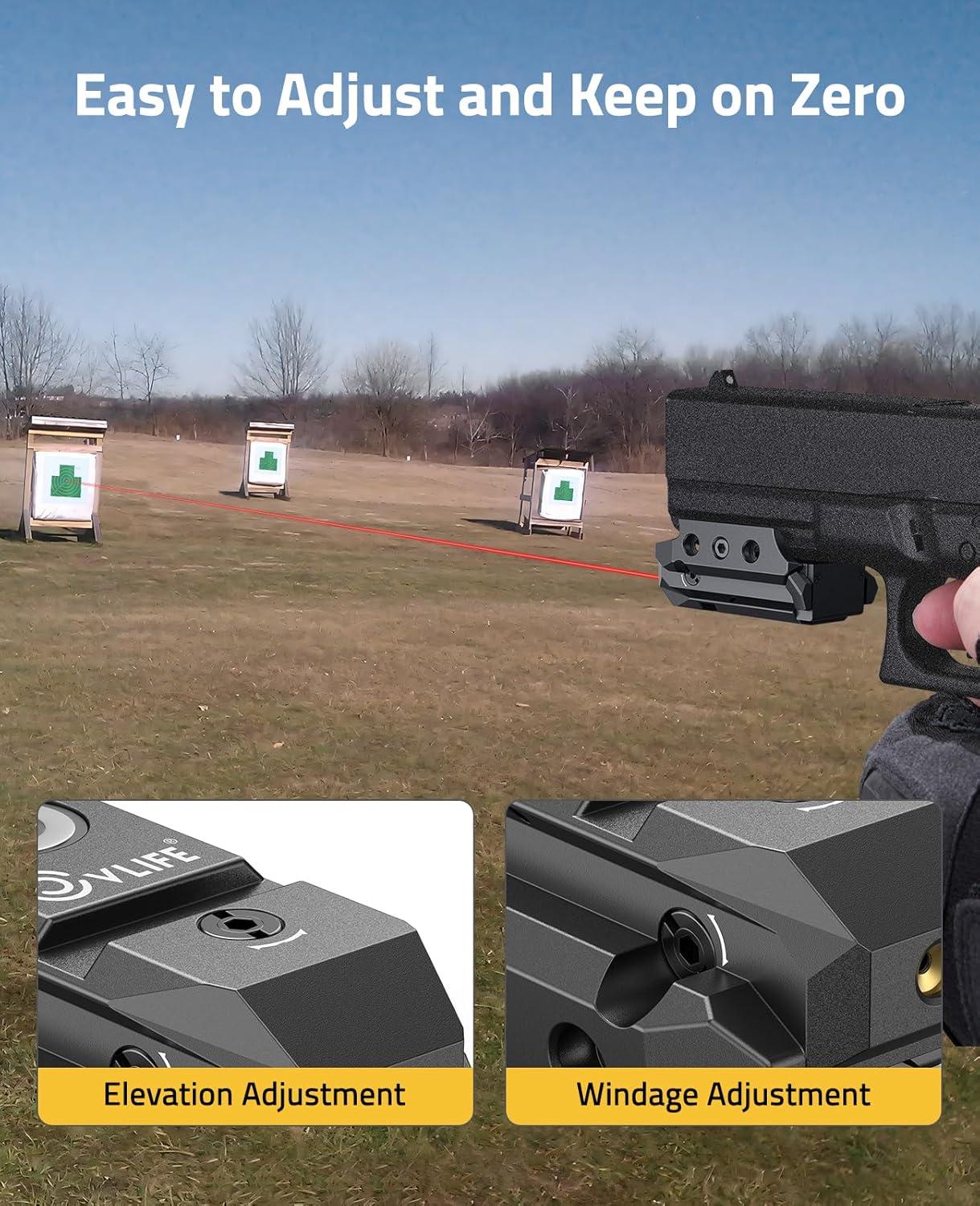 image:imageCVLIFE Rechargeable RedGreen Laser Sight for Pistol Upgraded LowProfile Pistol Laser Sight with Magnetic Charging PortRed Laser
