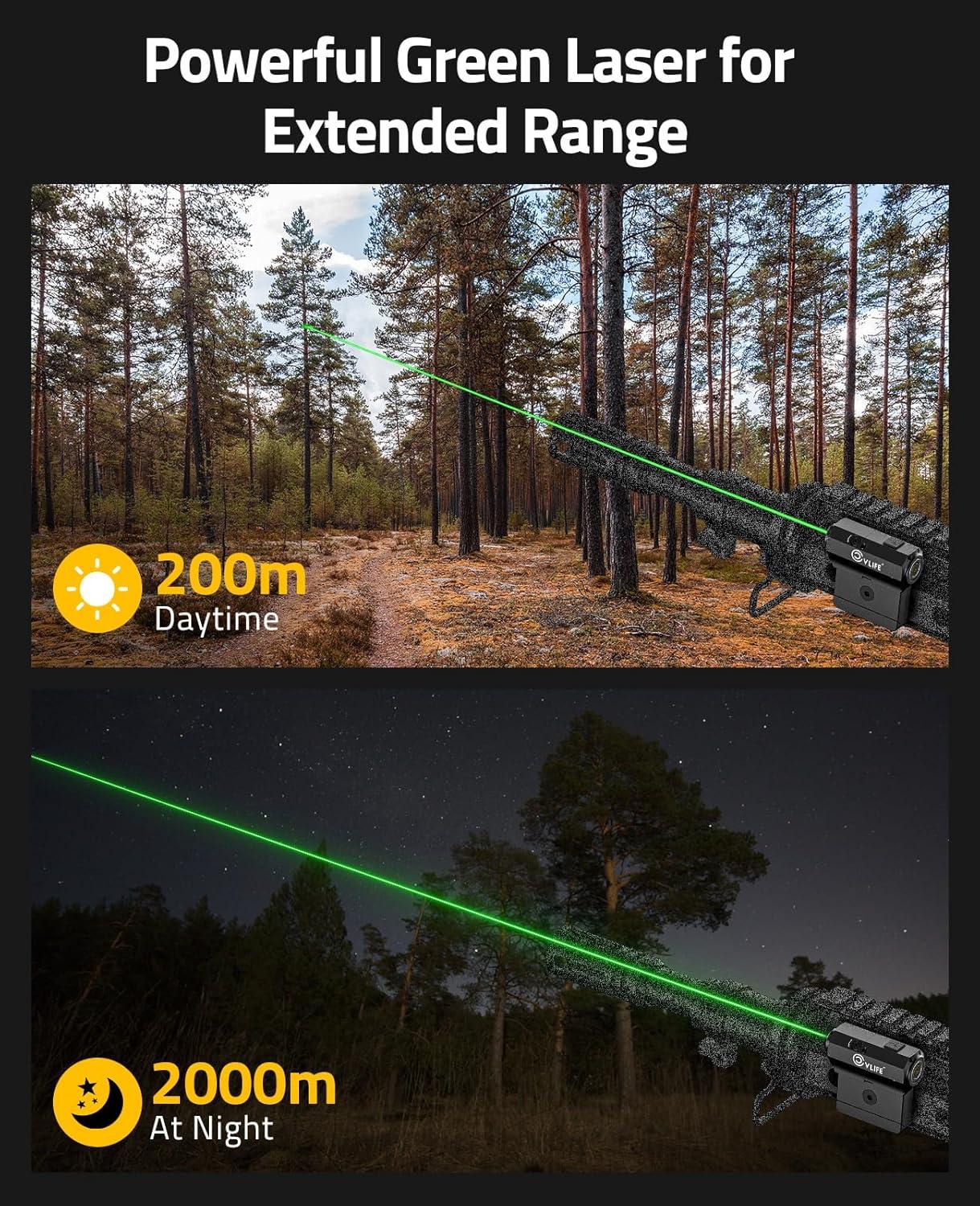 image:imageCVLIFE Rifle GreenRed Laser Sight Compatible with MLok and Picatinny Rail Mount Low Profile Laser for Rifle Magnetic Rechargeable Laser Beam SightGreen