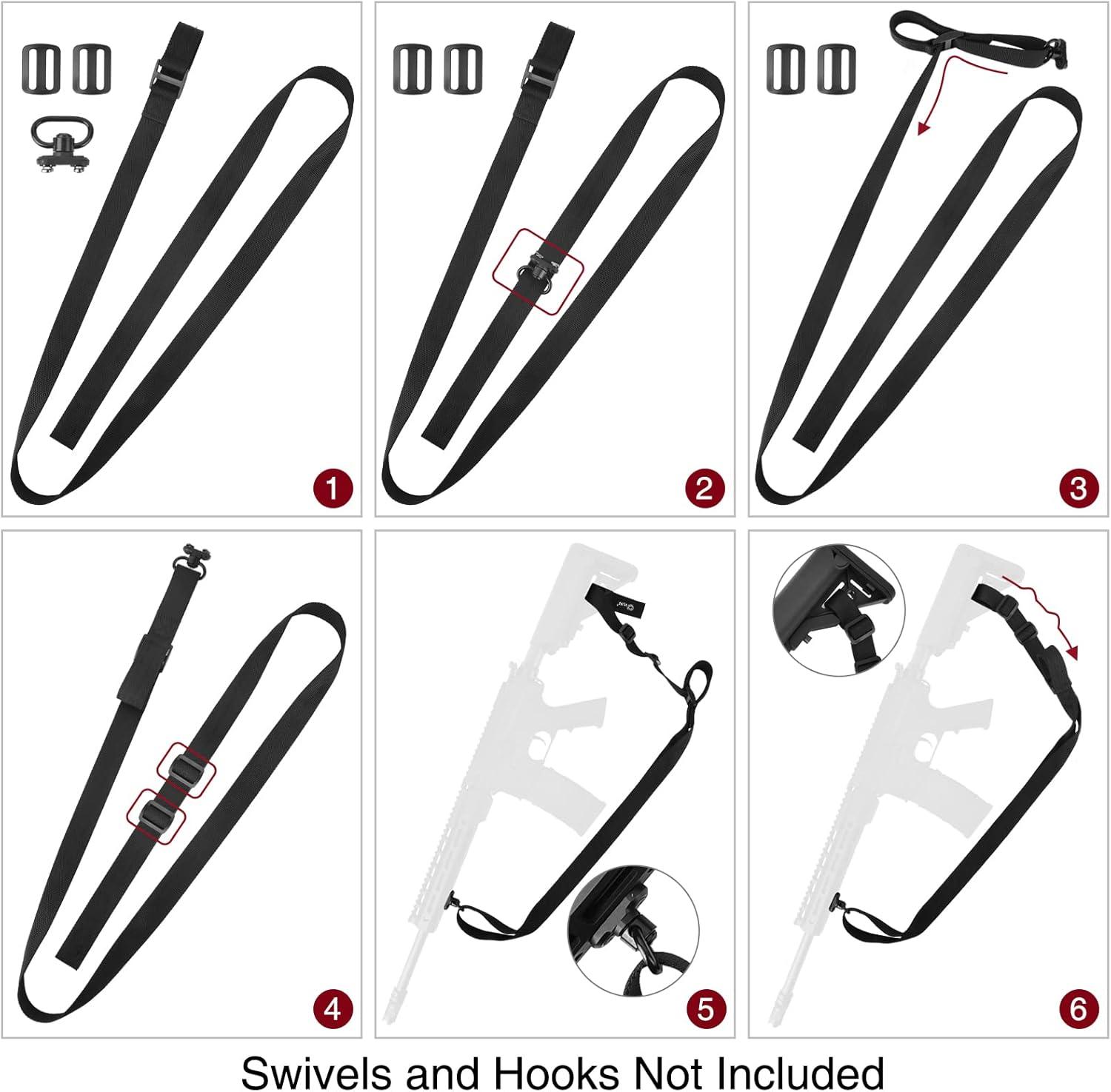 image:imageCVLIFE Rifle Sling with Quick Adjust Loop 125 Wide Tube Webbing Two Point Sling for Outdoor Sports BlackBlack