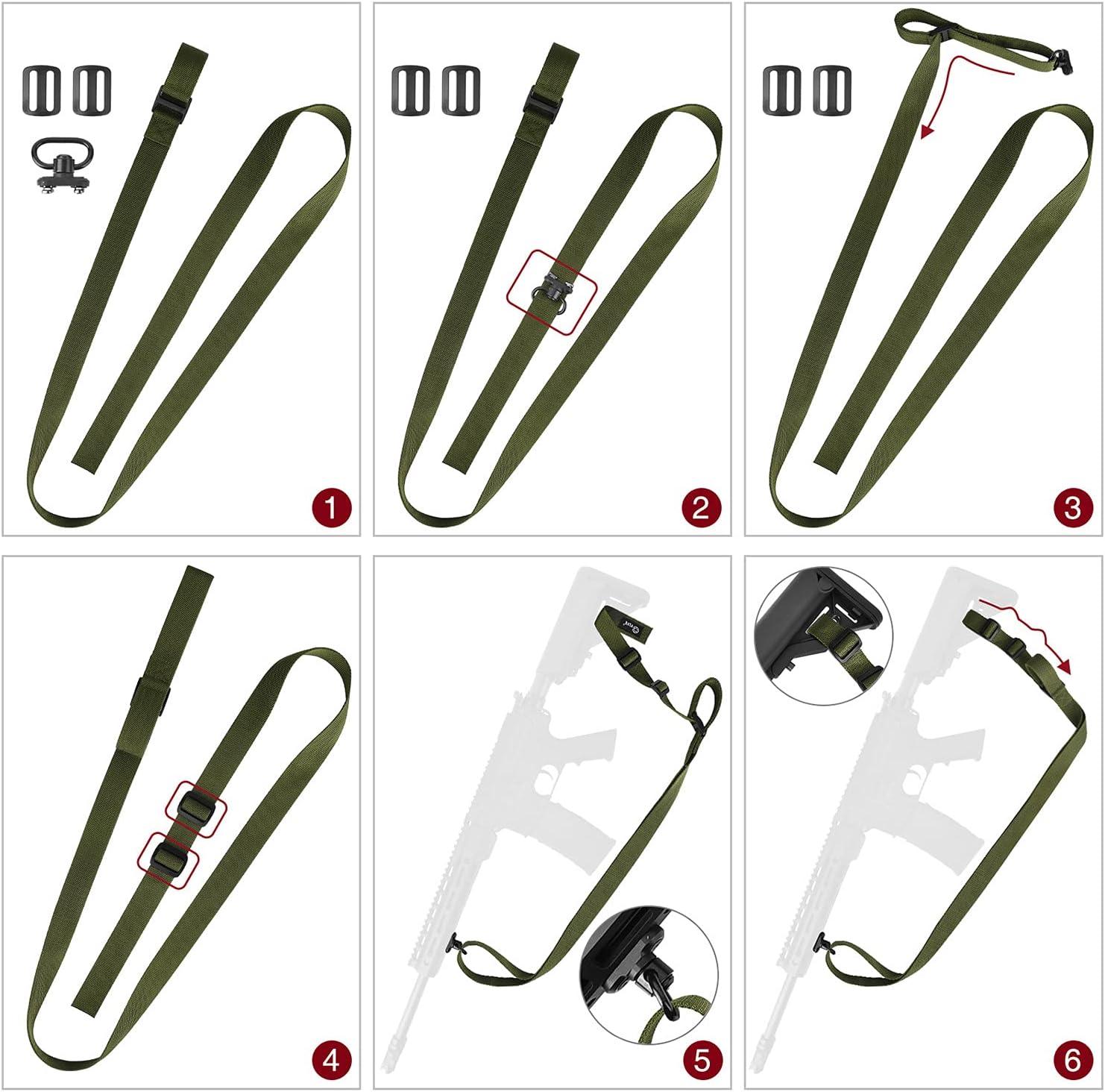 image:imageCVLIFE Rifle Sling with Quick Adjust Loop 125 Wide Tube Webbing Two Point Sling for Outdoor Sports BlackGreen