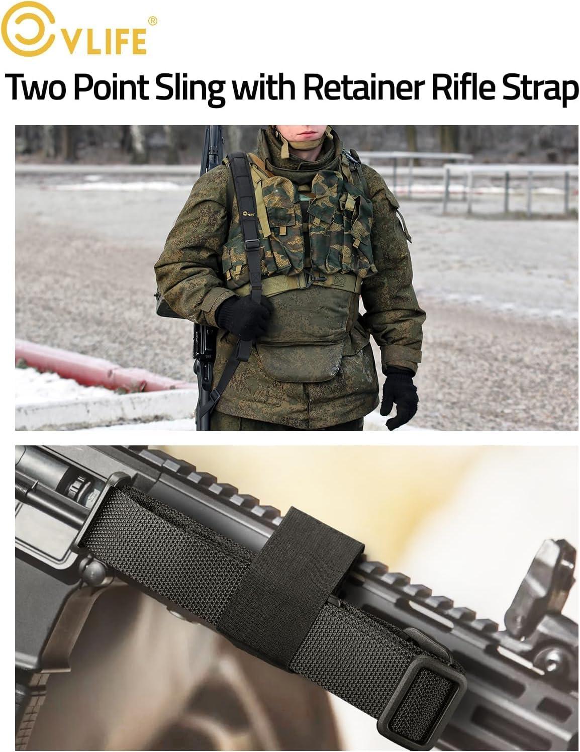 image:imageCVLIFE Two Point Sling Quick Adjust Rifle Sling Removable Wide Shoulder Pad Gun Sling with Elastic Sentry Strap and Sling Swivels