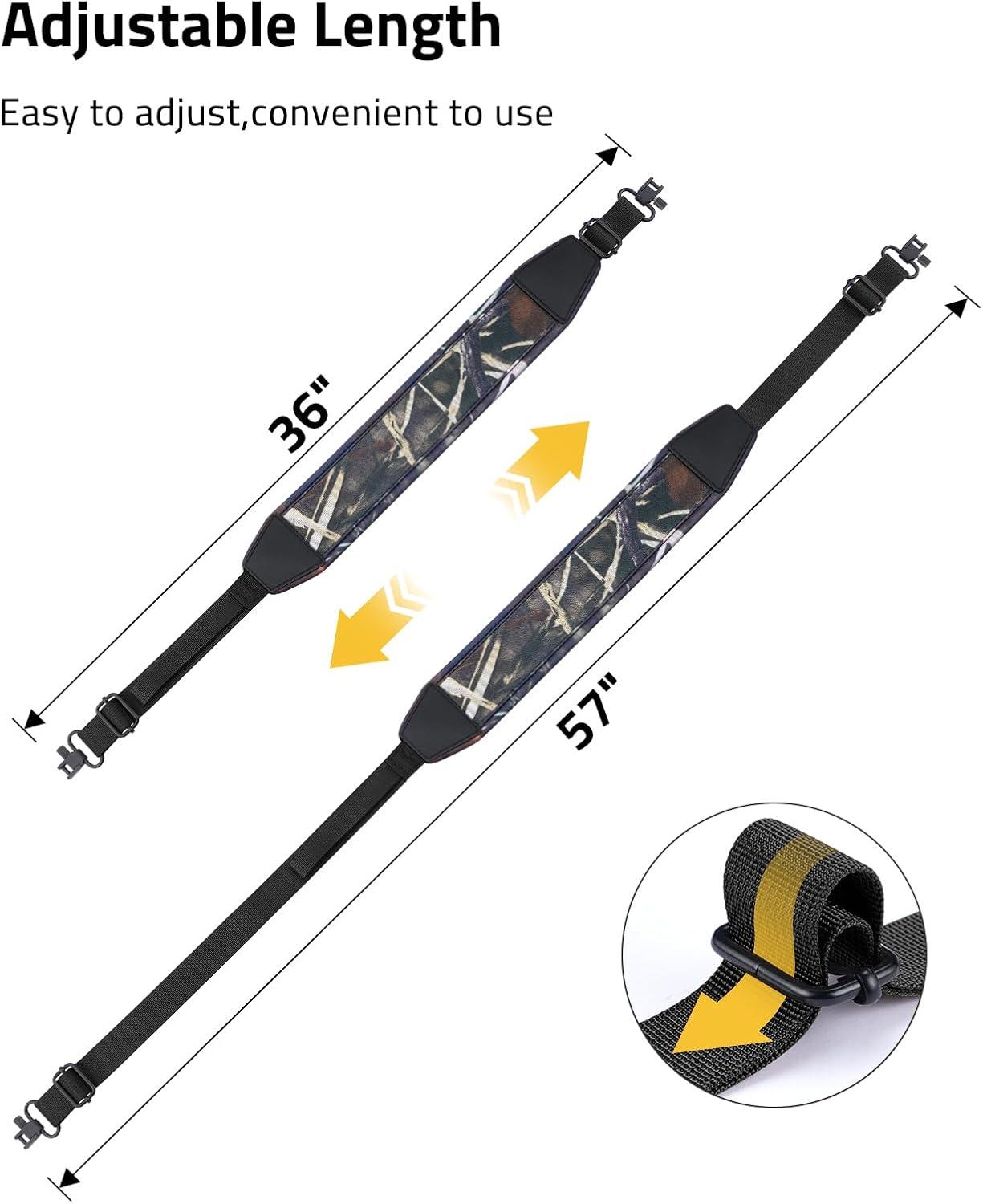 image:imageCVLIFE Two Point Sling Rifle Sling with Wide Neoprene Padded Padded Sling with Metal Swivels Thumb Loop Length Adjustable for OutdoorsBlack Camo