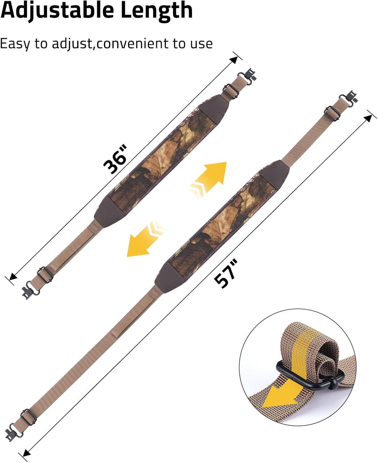 image:imageCVLIFE Two Point Sling Rifle Sling with Wide Neoprene Padded Padded Sling with Metal Swivels Thumb Loop Length Adjustable for OutdoorsKhaki Camo