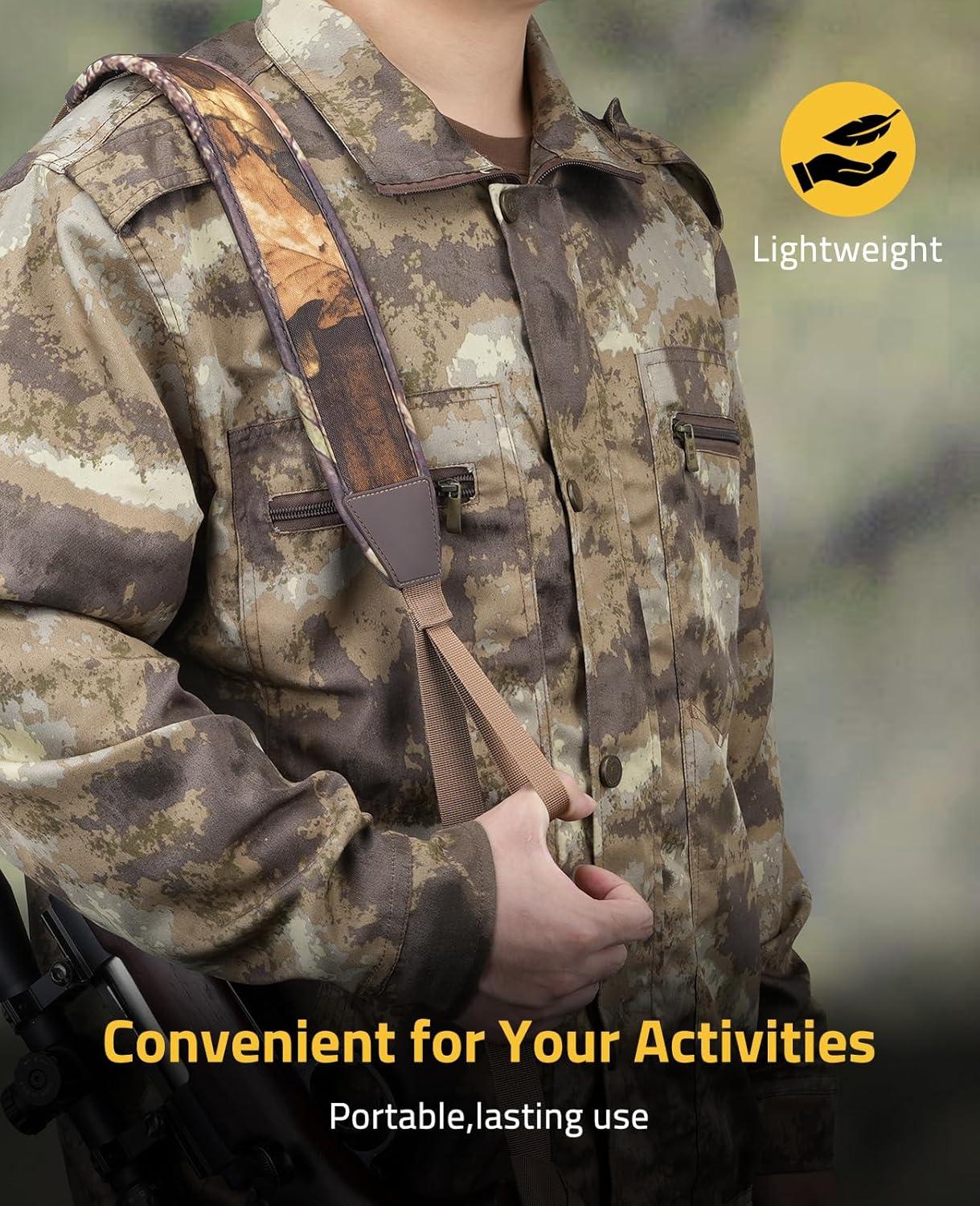 image:imageCVLIFE Two Point Sling Rifle Sling with Wide Neoprene Padded Padded Sling with Metal Swivels Thumb Loop Length Adjustable for OutdoorsKhaki Camo