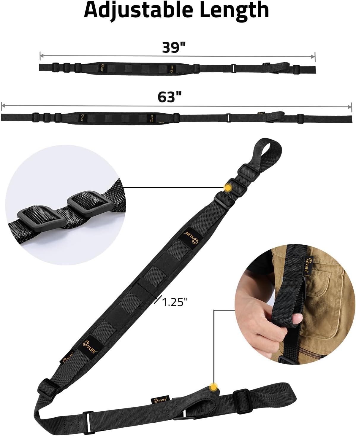 image:imageCVLIFE Two Point Sling Upgrade Wide Padded Sling with Removable Sling Swivels Quick Adjust Traditional Sling Length Adjustable for Outdoor ActivitiesBlack