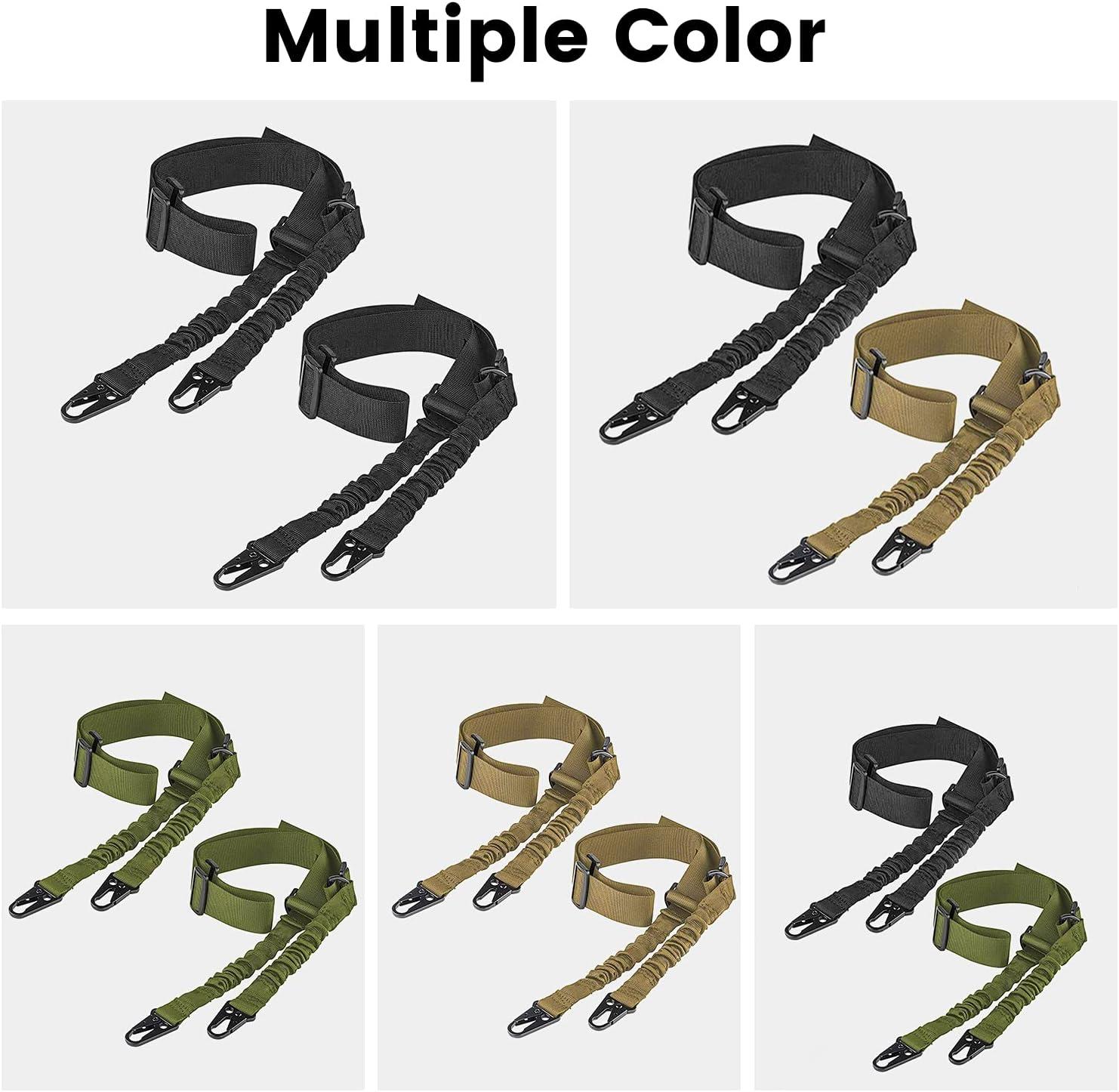 image:imageCVLIFE Two Points Sling with Length Adjuster Traditional Sling with Metal Hook for Outdoors 2 PackBlack Khaki