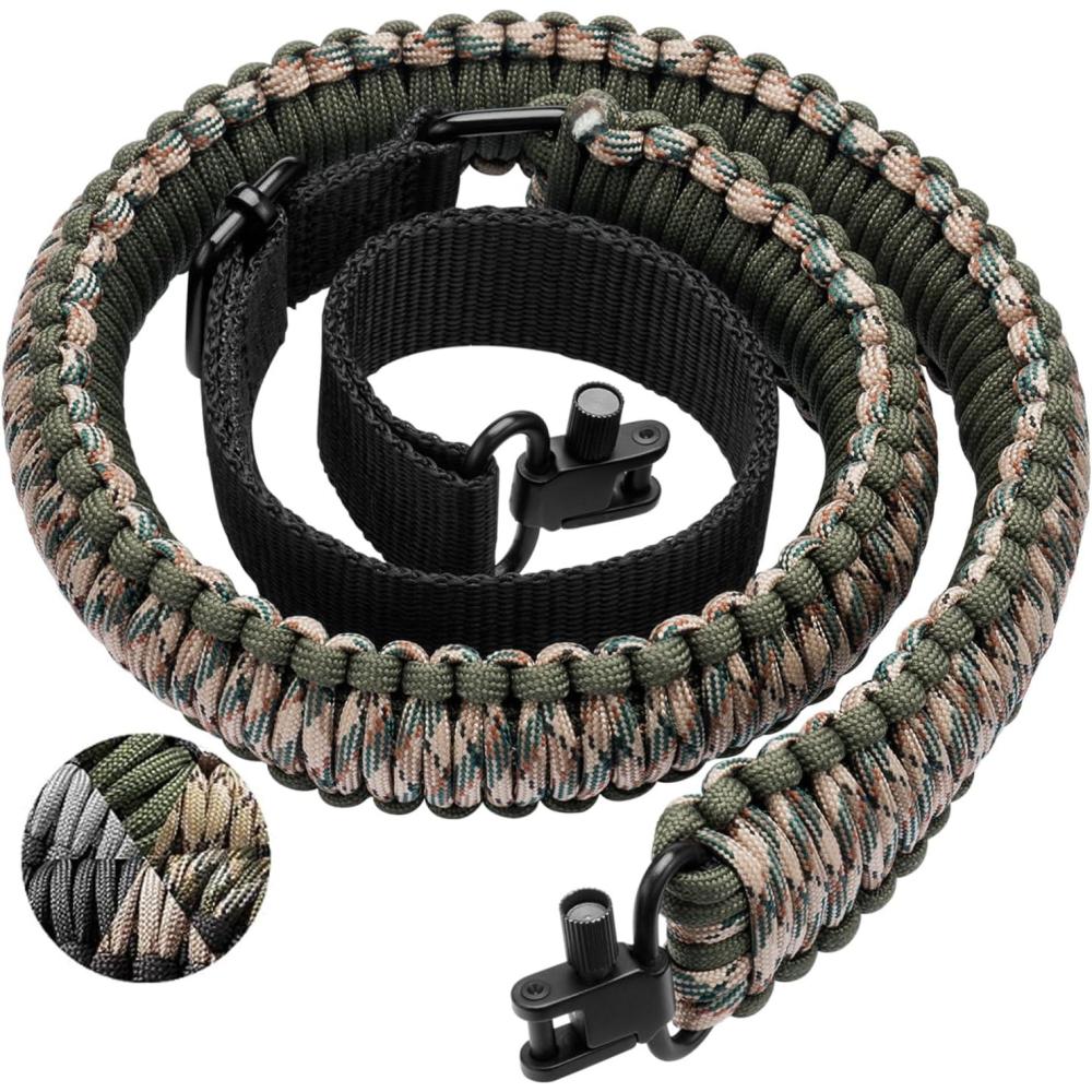 image:imageCVLIFE Rifle Sling Strap 550 Paracord 2 Point Sling with TriLock Swivel for Hunting and OutdoorCamo