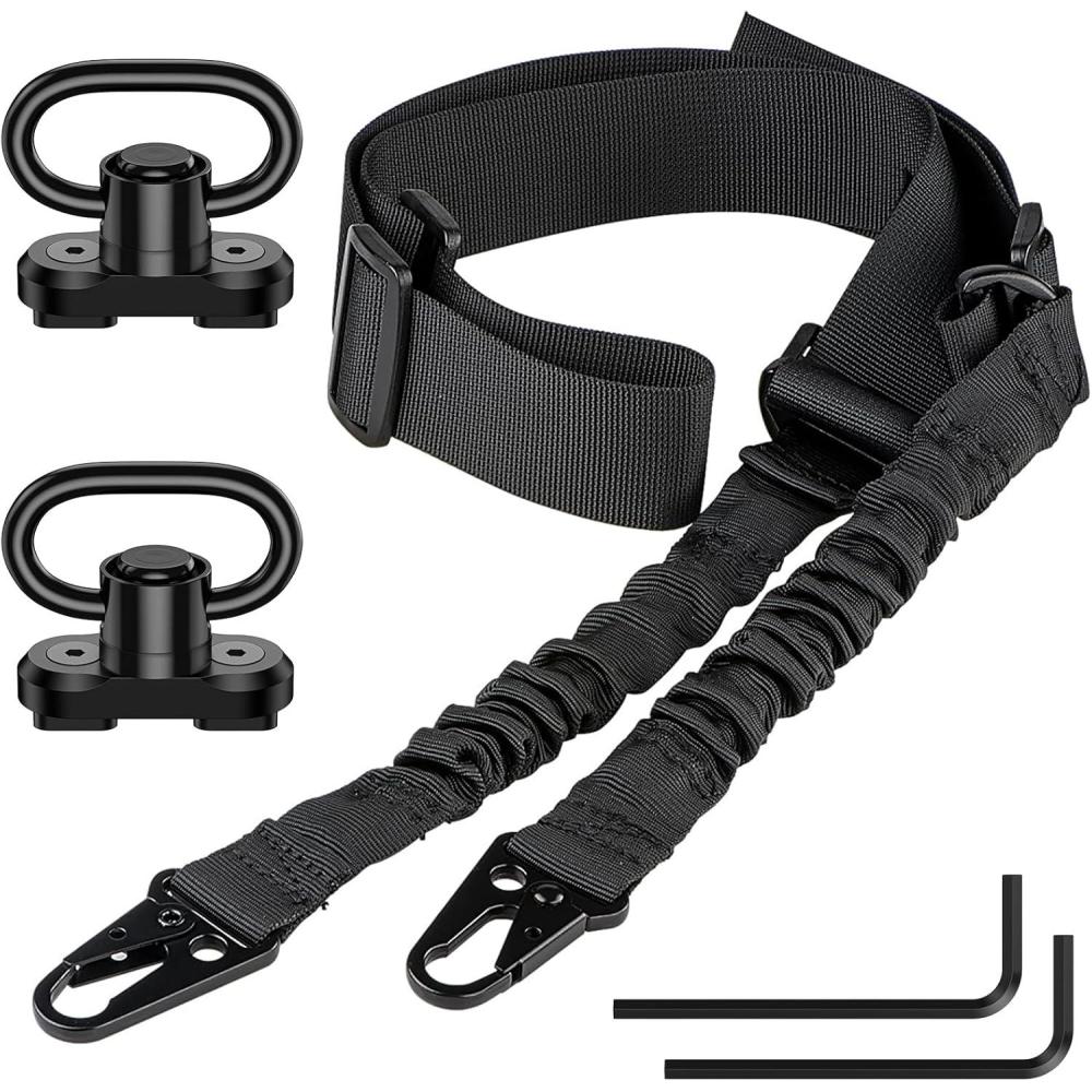 image:imageCVLIFE Rifle Sling Two Point Sling Adjustable Length Gun Sling for Rifle with 2 Pack Sling Swivel for MRailBlack