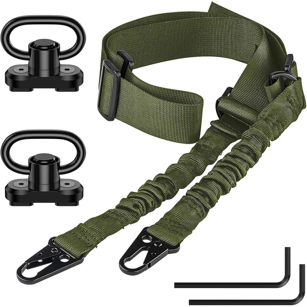 image:imageCVLIFE Rifle Sling Two Point Sling Adjustable Length Gun Sling for Rifle with 2 Pack Sling Swivel for MRailGreen