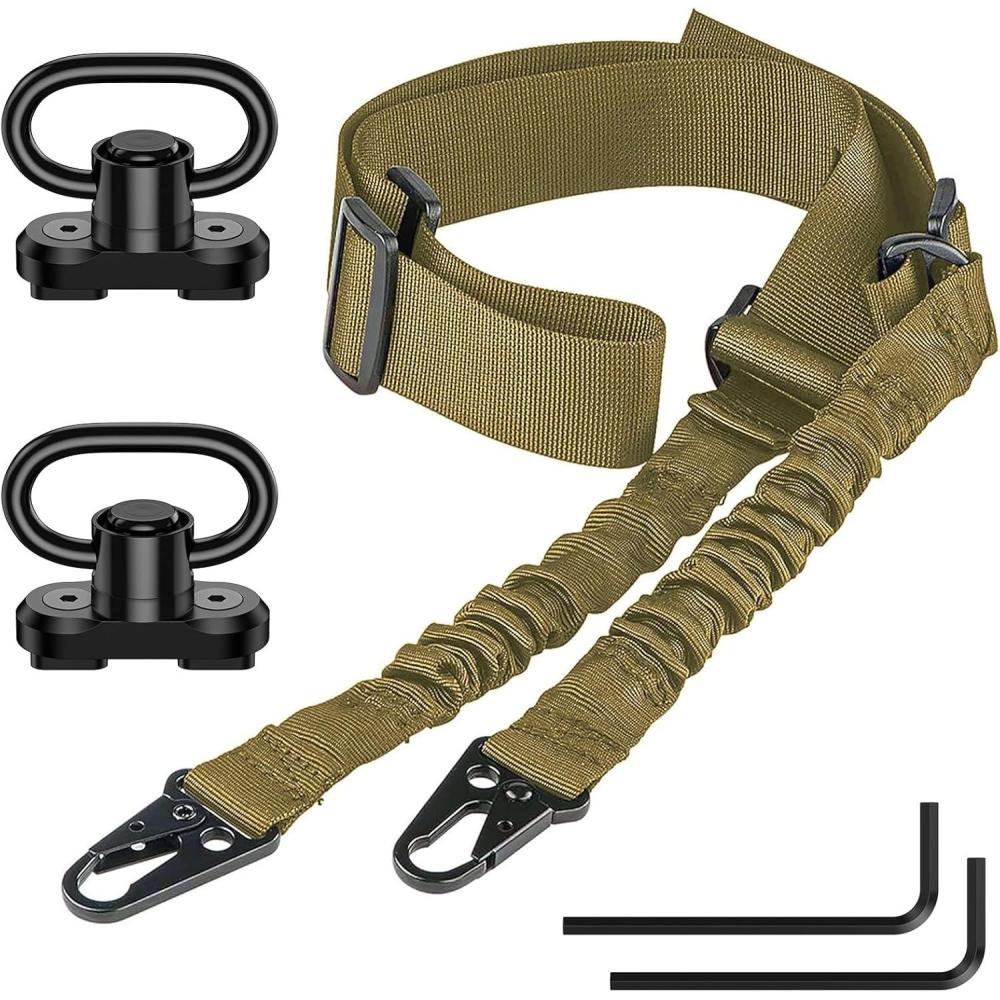 image:imageCVLIFE Rifle Sling Two Point Sling Adjustable Length Gun Sling for Rifle with 2 Pack Sling Swivel for MRailKhaki