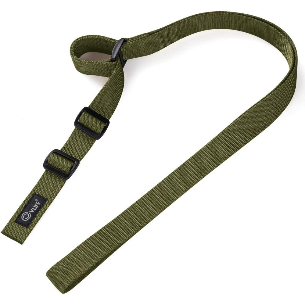 image:imageCVLIFE Rifle Sling with Quick Adjust Loop 125 Wide Tube Webbing Two Point Sling for Outdoor Sports BlackGreen
