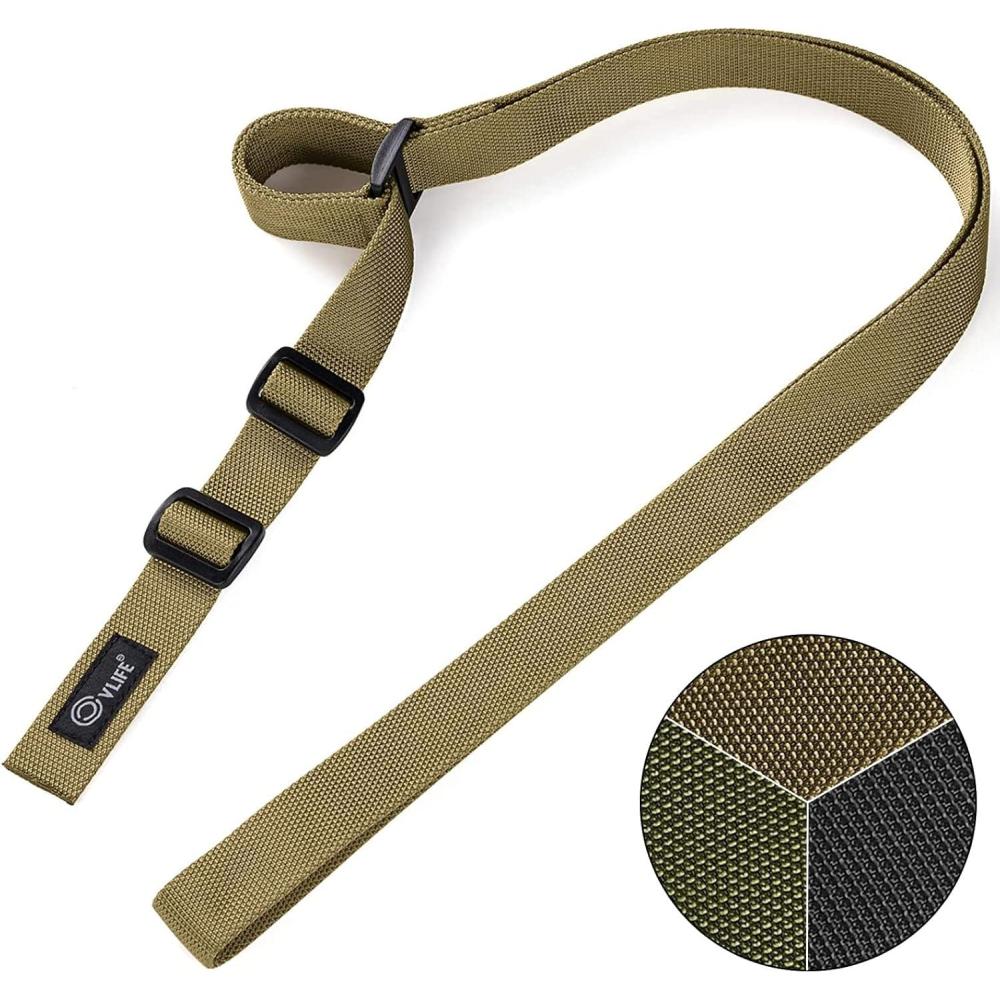 image:imageCVLIFE Rifle Sling with Quick Adjust Loop 125 Wide Tube Webbing Two Point Sling for Outdoor Sports BlackKhaki