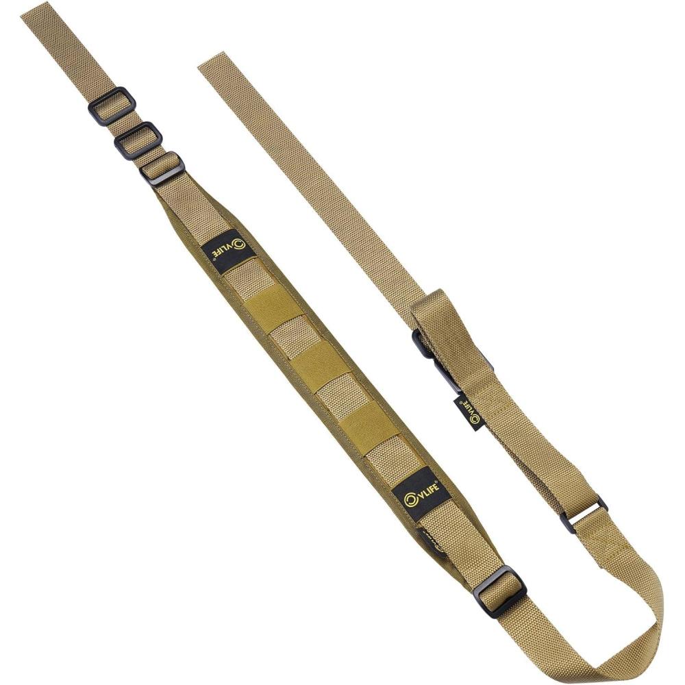 image:imageCVLIFE Two Point Padded Sling Upgrade Wide Pad Gun Sling with Removable Shoulder Strap Rifle Sling Easily Adjust Length 125 Wide Tube Webbing Sling with Wide Pad Fast Loop for OutdoorsKhaki