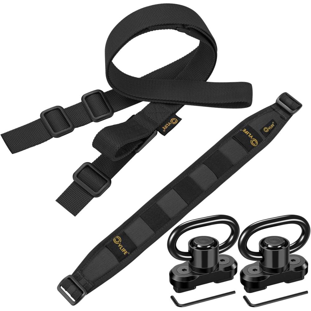 image:imageCVLIFE Two Point Sling Upgrade Wide Padded Sling with Removable Sling Swivels Quick Adjust Traditional Sling Length Adjustable for Outdoor ActivitiesBlack