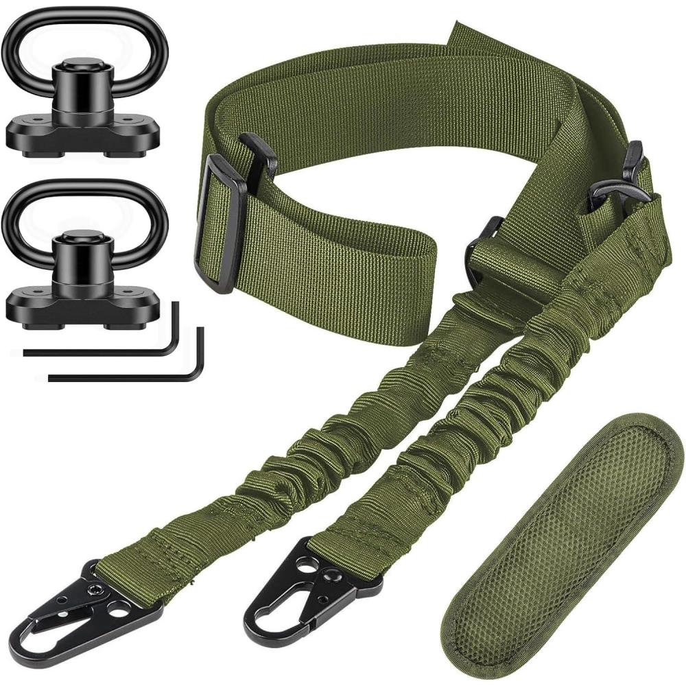 image:imageCVLIFE Two Point Sling with Removable Shoulder Pad Rifle Sling Adjustable Length Traditional Gun Sling with 2 Pack SwivelsGreen