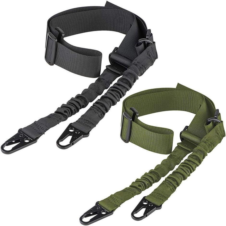 image:imageCVLIFE Two Points Sling with Length Adjuster Traditional Sling with Metal Hook for Outdoors 2 PackBlack Green