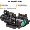 CVLIFE 4×32 Prism Hunting Rifle Scope Red & Green & Blue Illuminated Reticle Scope with Fiber Optic Sight(BDC Reticle)