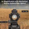 CVLIFE 4×32 Prism Hunting Rifle Scope Red & Green & Blue Illuminated Reticle Scope with Fiber Optic Sight(Circle Dot Reticle)