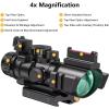 CVLIFE 4×32 Prism Hunting Rifle Scope Red & Green & Blue Illuminated Reticle Scope with Fiber Optic Sight(Circle Dot Reticle)