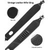CVLIFE Leather Rifle Sling Two Point Sling Leather Gun Sling with Ammo Holder Adjustable Gun Strap Traditional Sling with Swivels(Black)