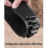 CVLIFE Leather Rifle Sling Two Point Sling Leather Gun Sling with Ammo Holder Adjustable Gun Strap Traditional Sling with Swivels(Black)