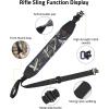 CVLIFE Two Point Sling Rifle Sling with Wide Neoprene Padded, Padded Sling with Metal Swivels, Thumb Loop, Length Adjustable for Outdoors(Black Camo)