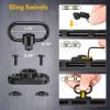 CVLIFE Two Point Sling with 2 Pack Anti-Rotation Sling Swivels,Adjustable Length Rifle Sling Elastic Cord Design Traditional Sling for Outdoor(Black)