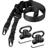 CVLIFE Two Point Sling with 2 Pack Anti-Rotation Sling Swivels,Adjustable Length Rifle Sling Elastic Cord Design Traditional Sling for Outdoor(Black)