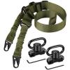 CVLIFE Two Point Sling with 2 Pack Anti-Rotation Sling Swivels,Adjustable Length Rifle Sling Elastic Cord Design Traditional Sling for Outdoor(Green)