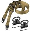 CVLIFE Two Point Sling with 2 Pack Anti-Rotation Sling Swivels,Adjustable Length Rifle Sling Elastic Cord Design Traditional Sling for Outdoor(Khaki)